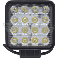 FAROL AUXILIAR LED 16 LEDS BIVOLT 12V 24V 48W QUADRADO